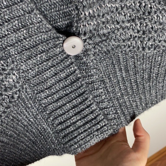 Rebecca Taylor shimmering chunky knit shawl collar one button sweater cardigan S - Picture 7 of 11